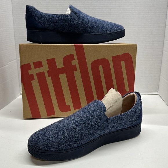 Fit Flop Rally Shoe Merino Wool Sneakers Slip On Comfort Shoes Blue New Women 11 - Picture 1 of 10